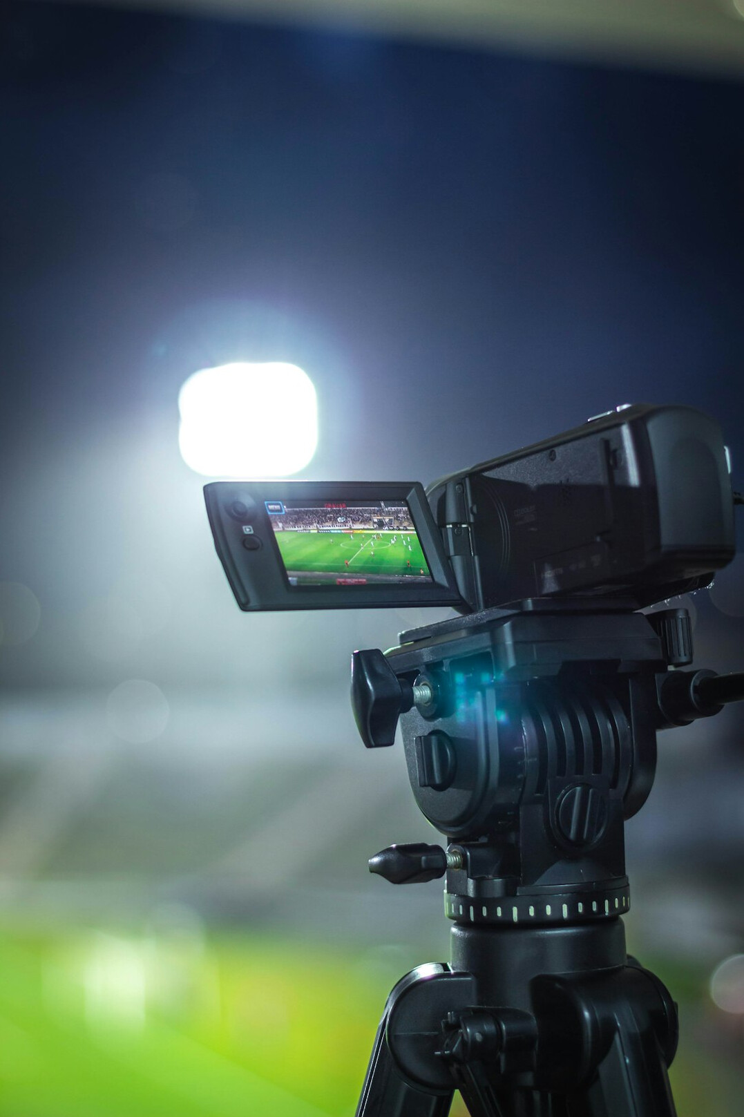 professional video camera on tripod
