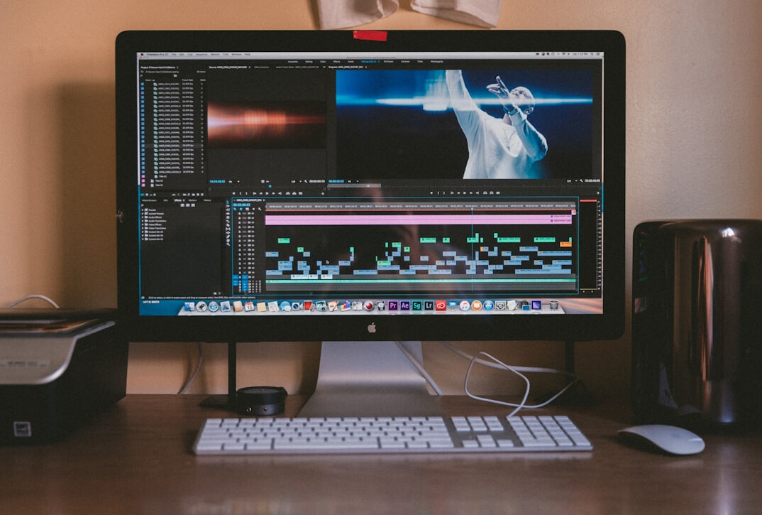 video editor at computer