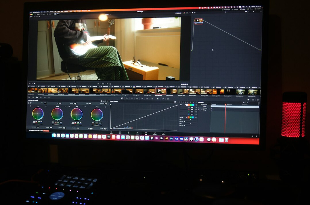 video color grading on monitor